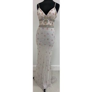White Sherri Hill Beaded Long Dress - #51751